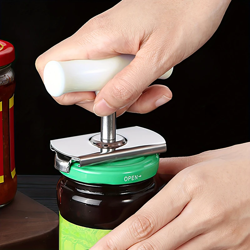 Stainless Steel Cap Lid Openers Tool Manual Screw Capper Labor-Saving Can Jar Opener Adjustable Kitchen Gadget
