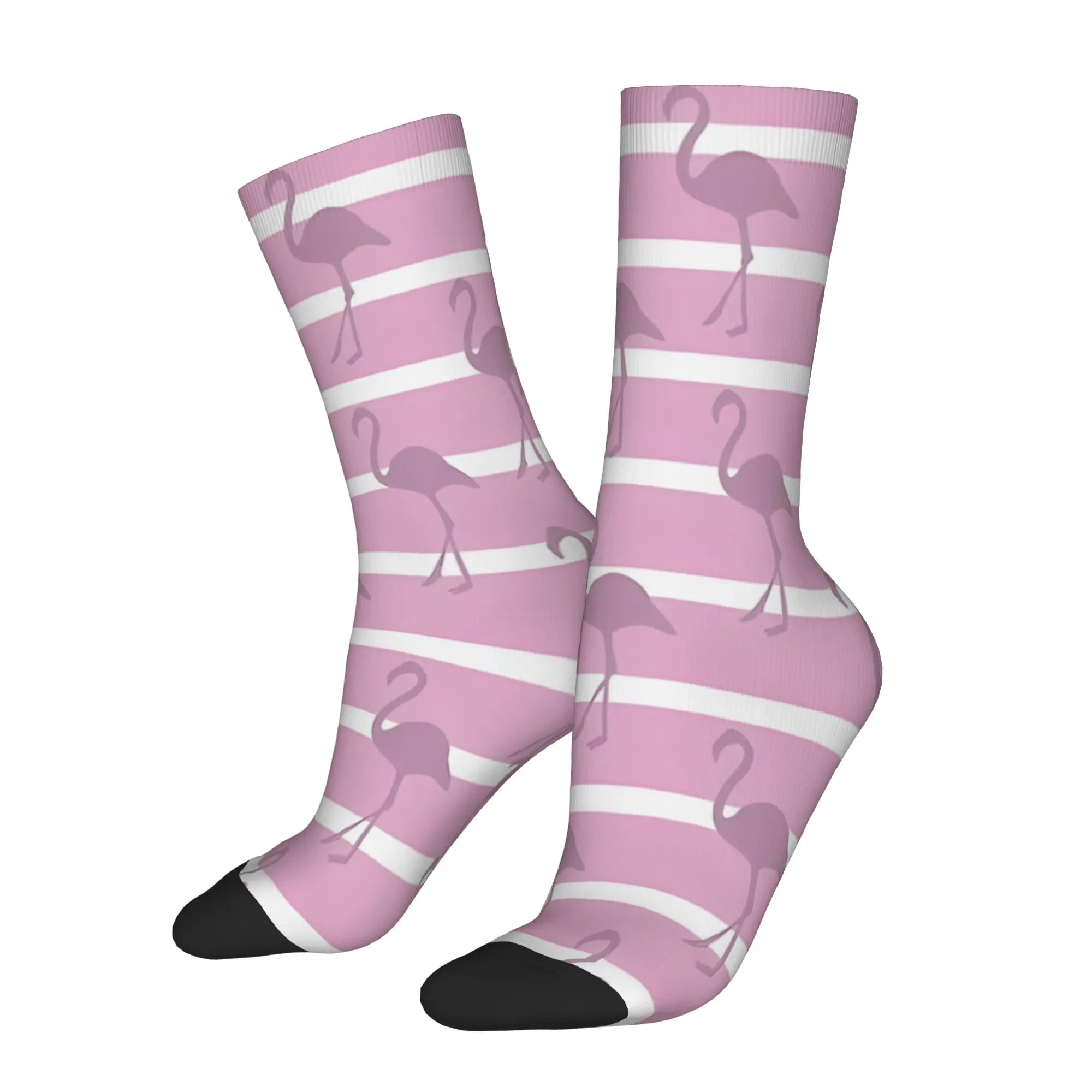 

1 Pair Funny Sock Stripes Flamingo Pastel Pattern Hip Hop Seamless Pattern Printed Men Crew Socks Novelty Men's Socks