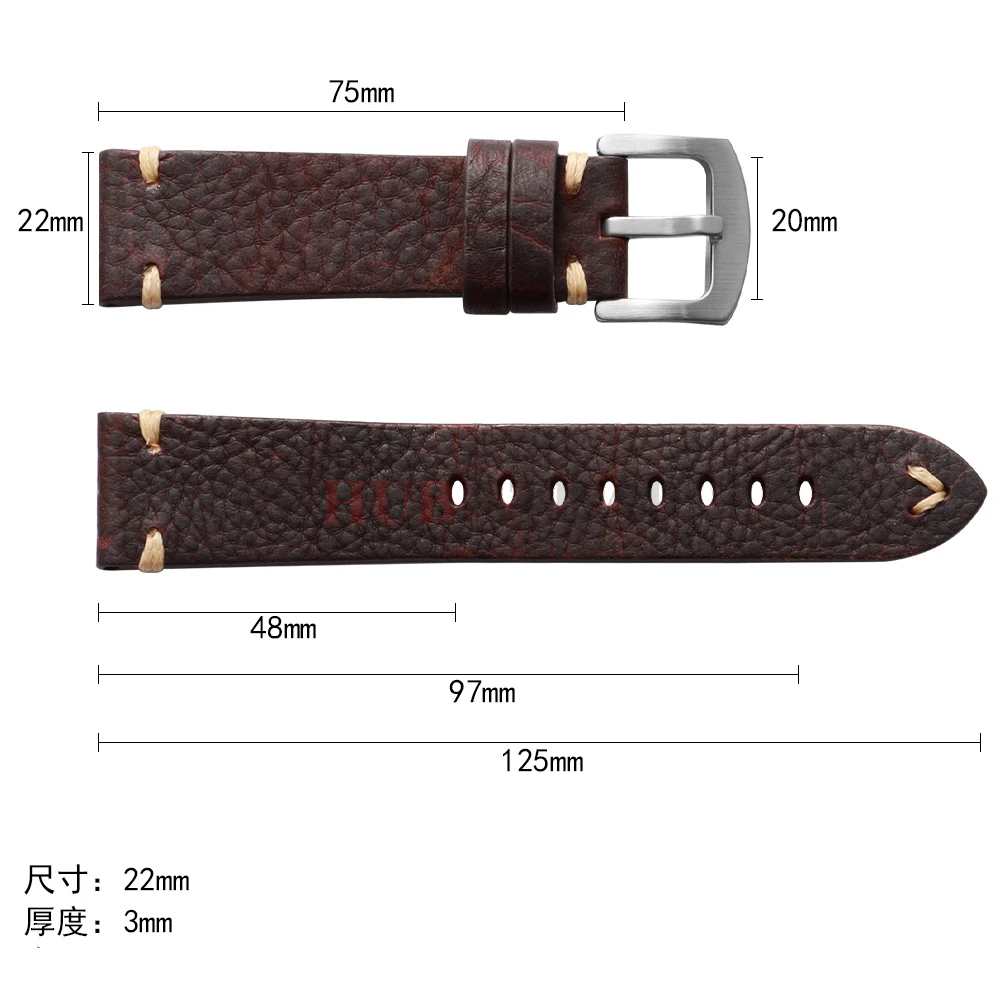 18mm 20mm 22mm Universal Handmade Genuine Cowhide Watch Band Metal Buckle Vintage Straps Bracelet Belt Accessories for Men Women image 6