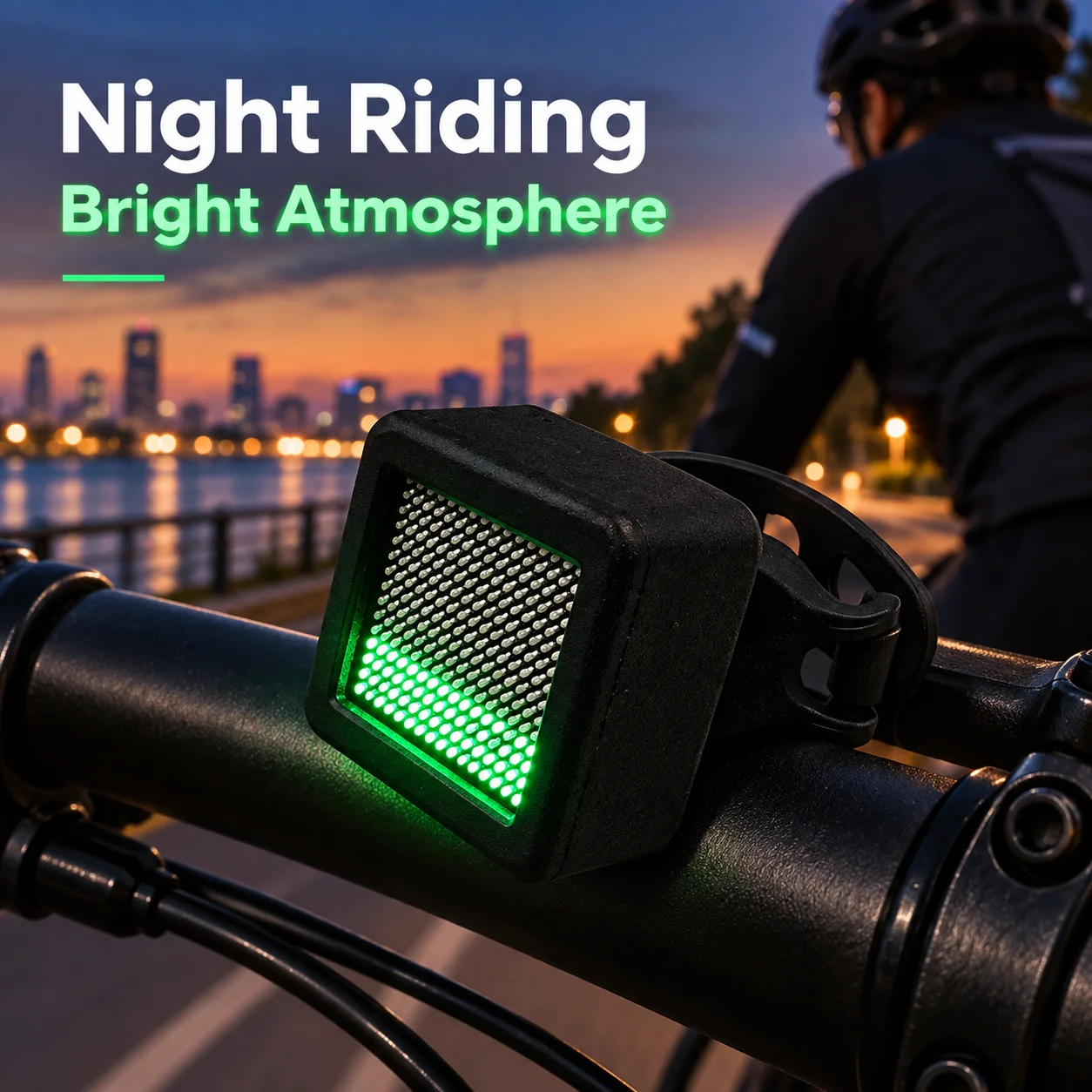 Bike Riding LED Light Fluid Simulation Display with Shaking Water Flow Visual Effect Flexible Strap Mount for Cycling Road Decor