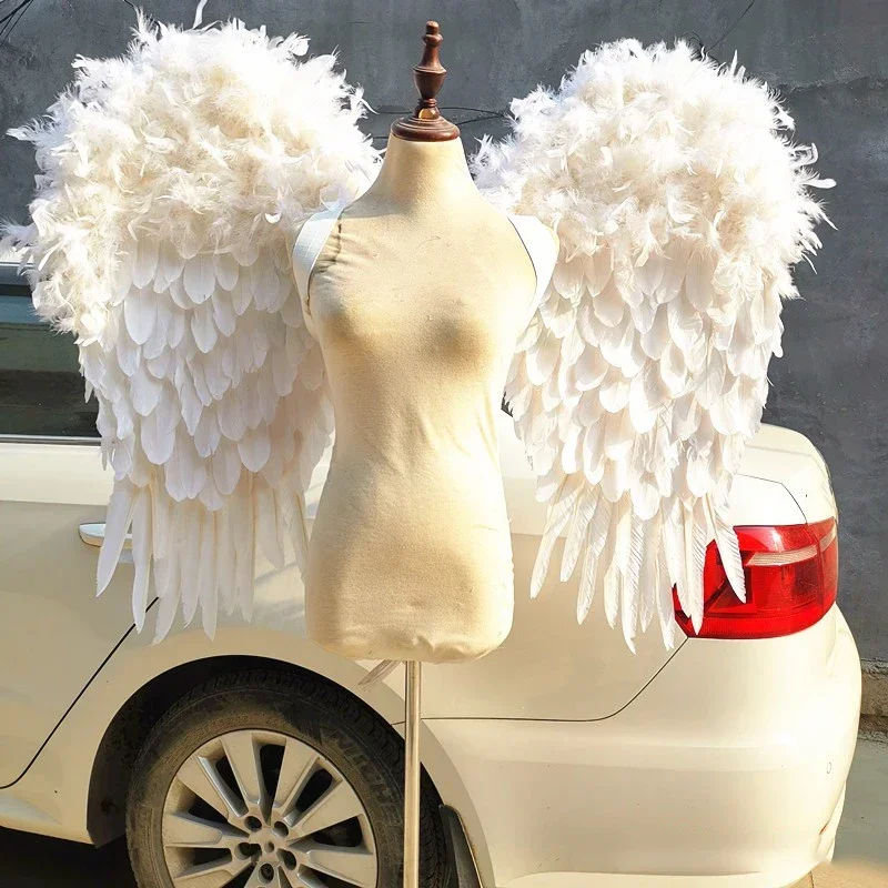 NEW Large Size White  Wings Fit for Model Stage Show Photography Wedding Cosplay Game Feather Props Outdoor Decoration