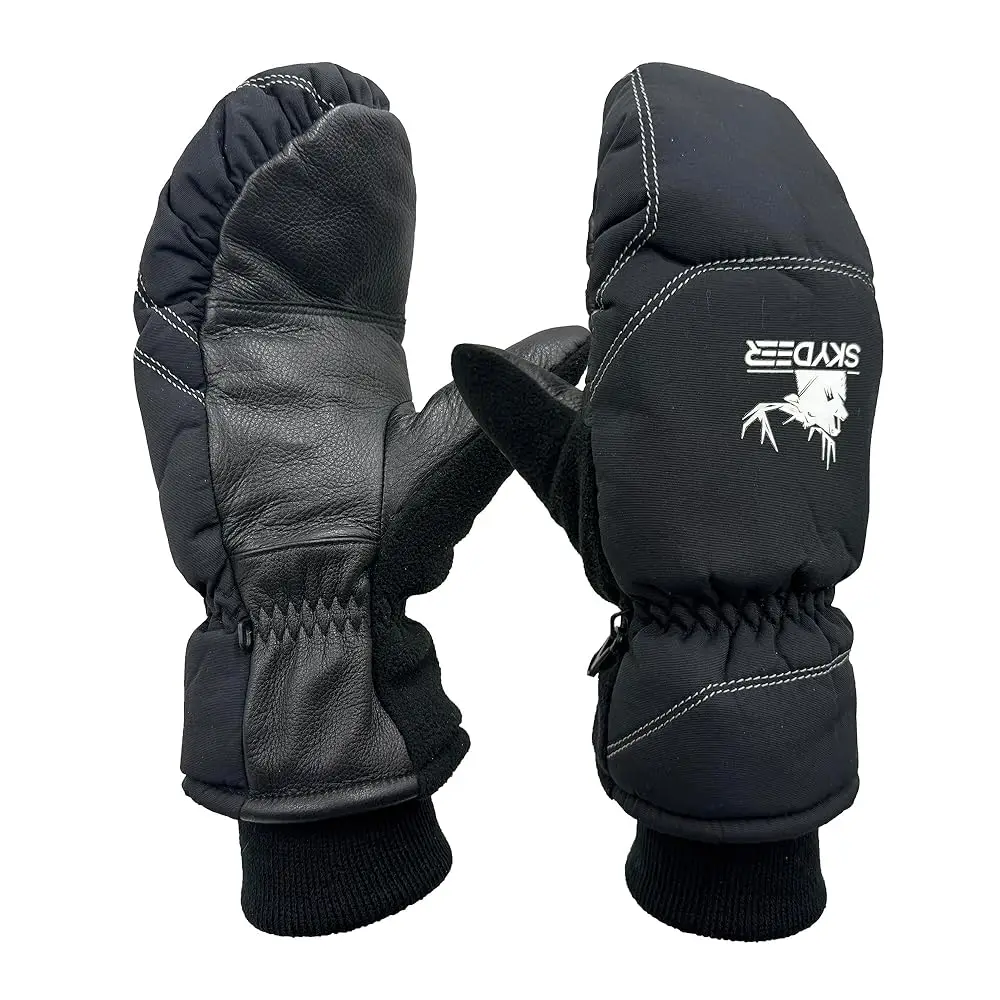 Guantes de Esquí Cálidos con Piel de Ciervo Premium Suave y Aislamiento Thinsulate 3M de 150G (SD8753M, Unisex)