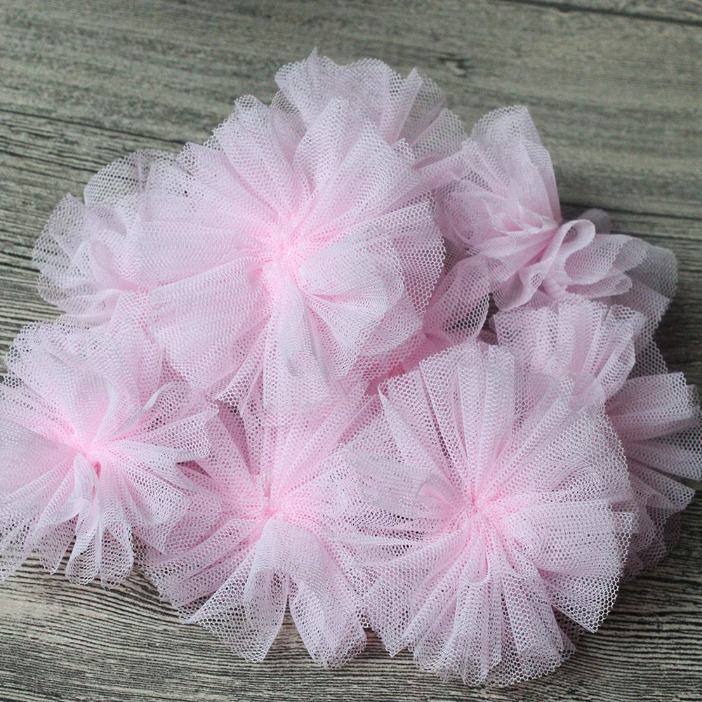 10Pcs/Lot Flat Back 3.0 Inch Tulle / Chiffon Flowers For Hair DIY Accessories Lace Flowers For Home Decoration Brooches Shoes