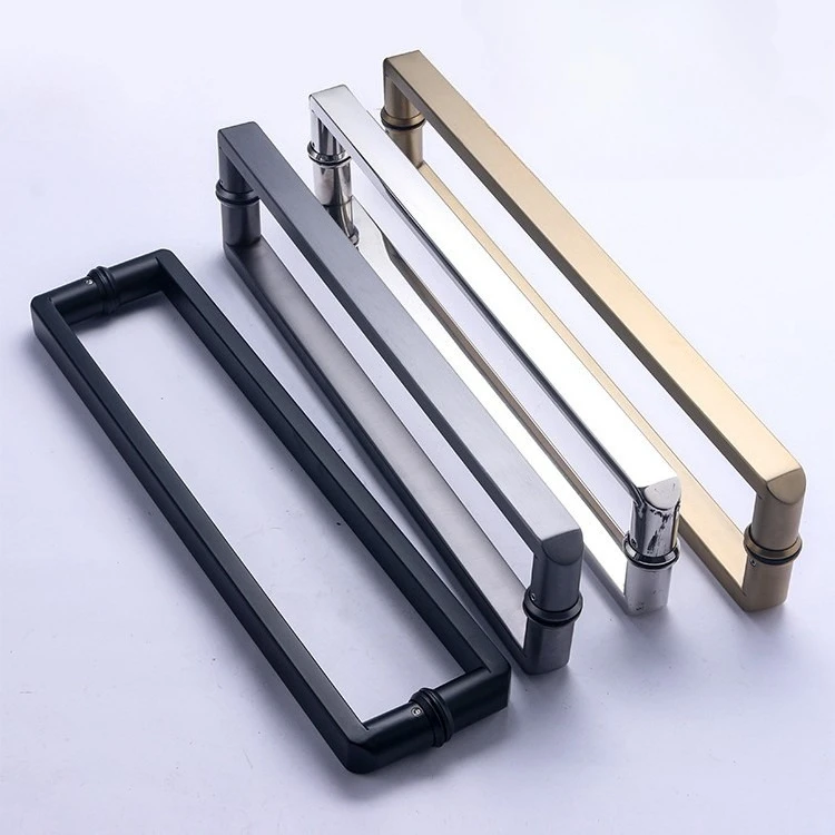 Extremely narrow simple gun gray brushed gold solid foot bathroom shower glass door handle 304 stainless steel(SJ-2027D)