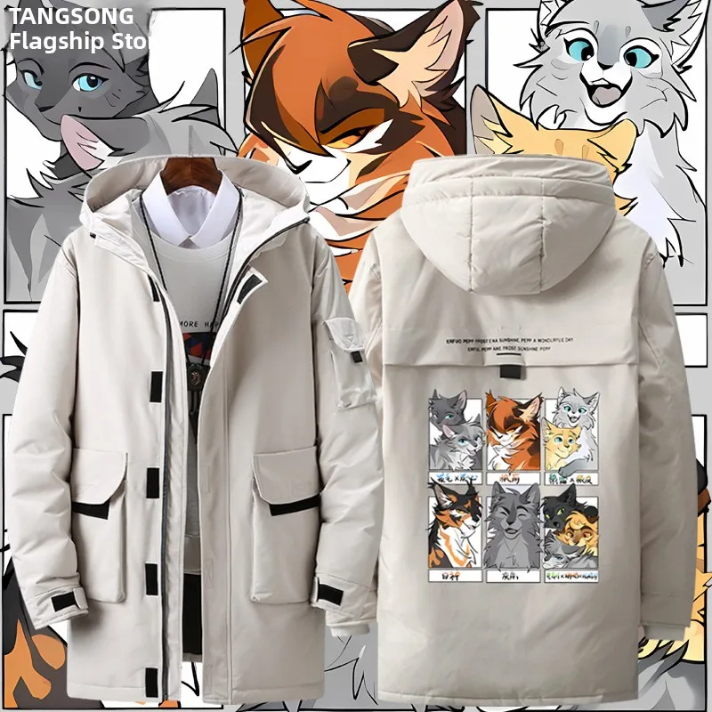 

Warriors Men's down Jaet Lion Flame Pinecrow Feather Warmth Youth Faion Polyester Fiber White Du down Fce Zipper