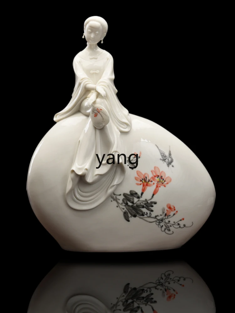 Yjq White Porcelain Classical Creativity Ladies Beauty Characters Decoration Ceramic Hotel Club Decoration Decoration