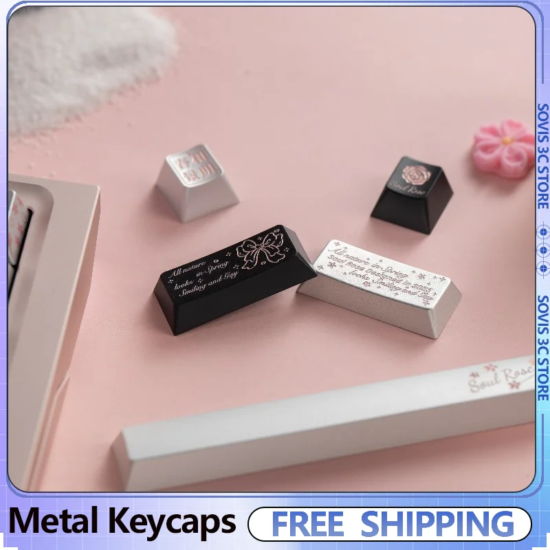 

Металлические колпачки для клавиш Soul Rose, персонализированные 7U/Enter/ESC, индивидуальные колпачки для клавиатуры Artisan, аксессуары для механической клавиатуры MX Switch