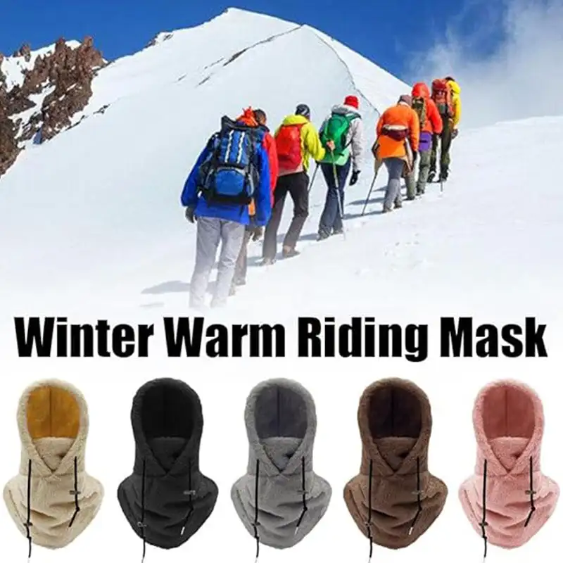 Ski Riding Hooded  Masks Unisex Warm Ski Hooded Scarf Arctic Velvet Hood Ski Mask Warm Hood Adjustable Hiking Scarves ﻿