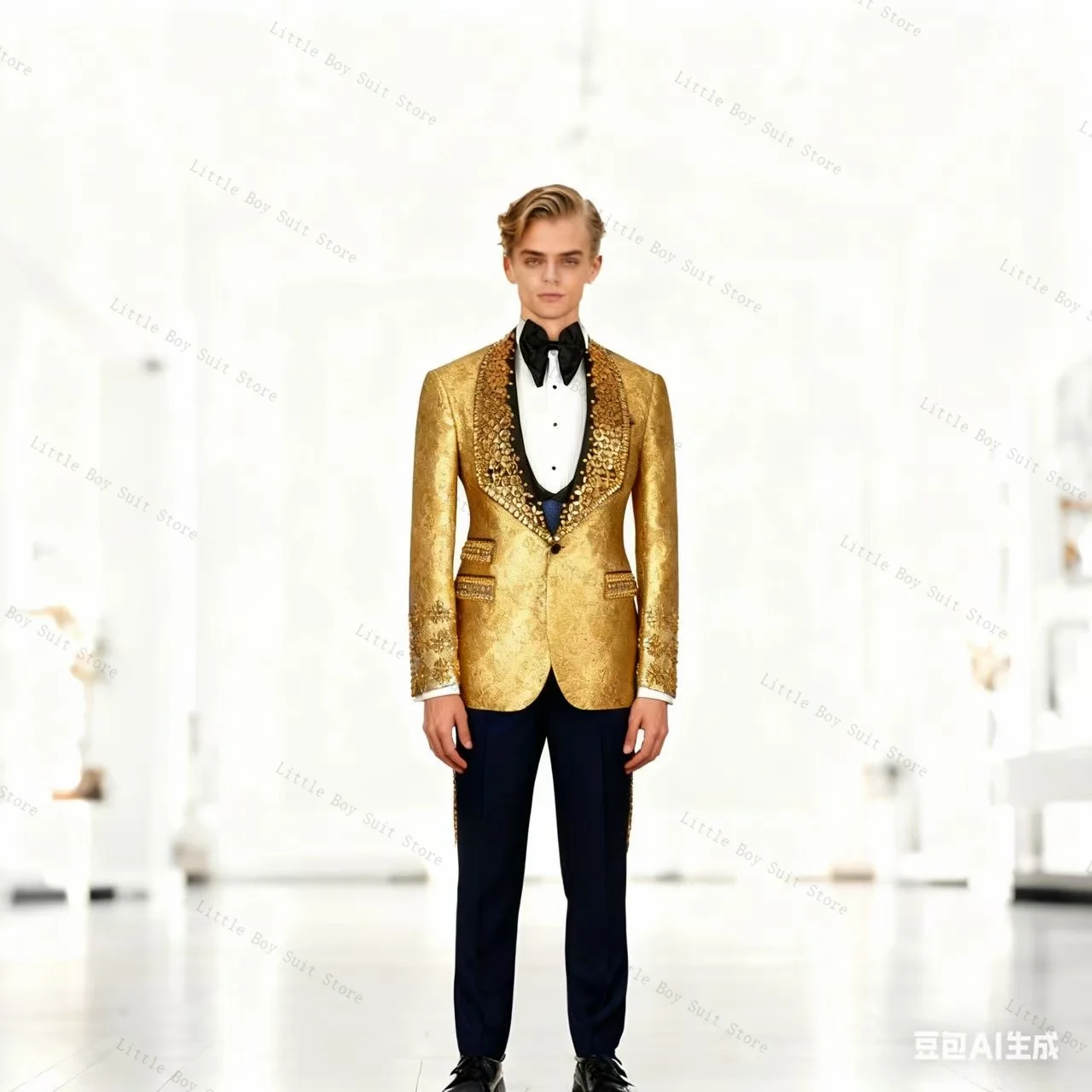 

Crystals Jacquard Men Suit Set 2 Pcs Wedding Tuxedo Jacket Blazer Pant Black Cotton Formal Office Business Party Coat Customized