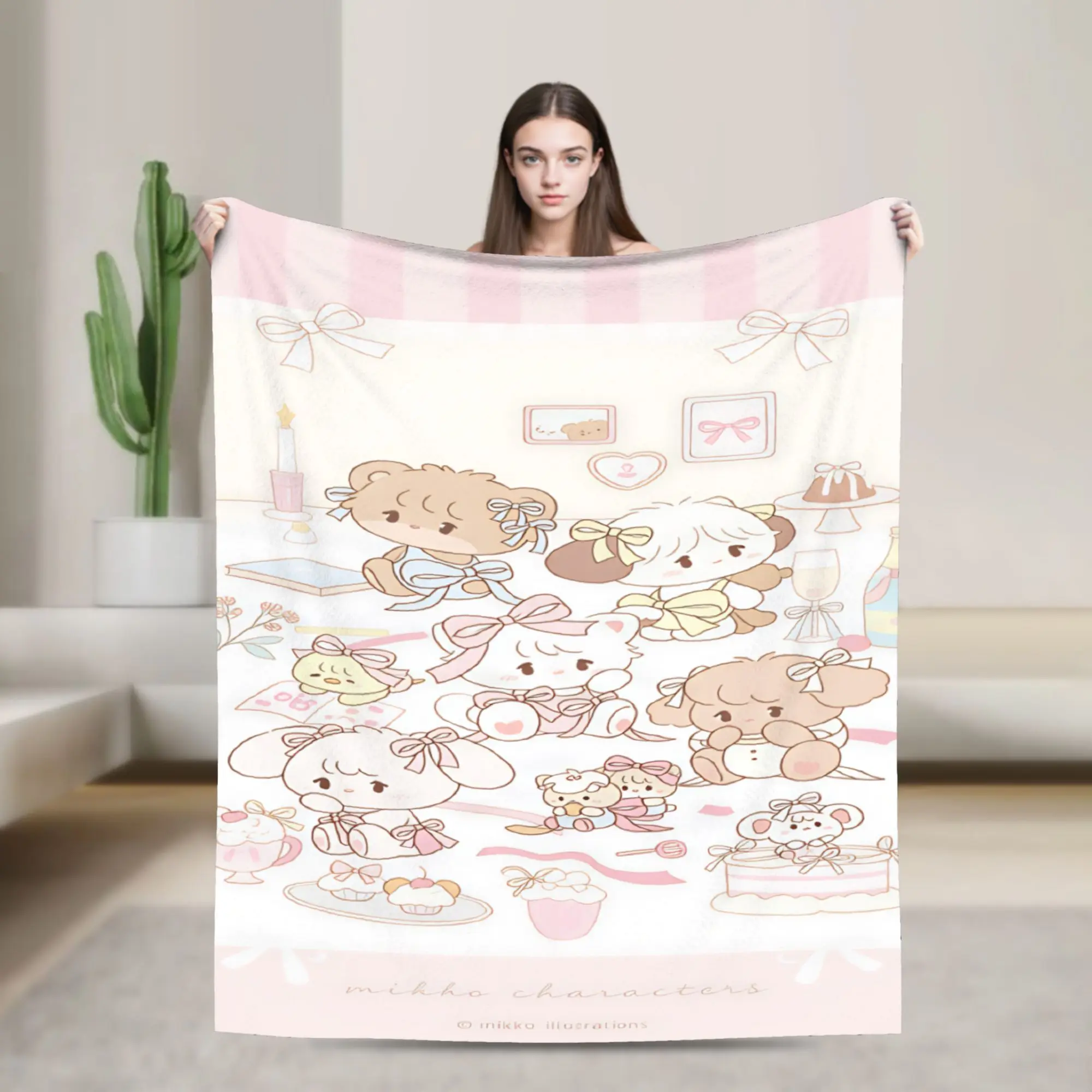 Soft Blanket Airplane Travel Mikkos Mousses Throw Blanket  Flannel Bedspread For Couch Chair Street Trend Sofa Bed Cover