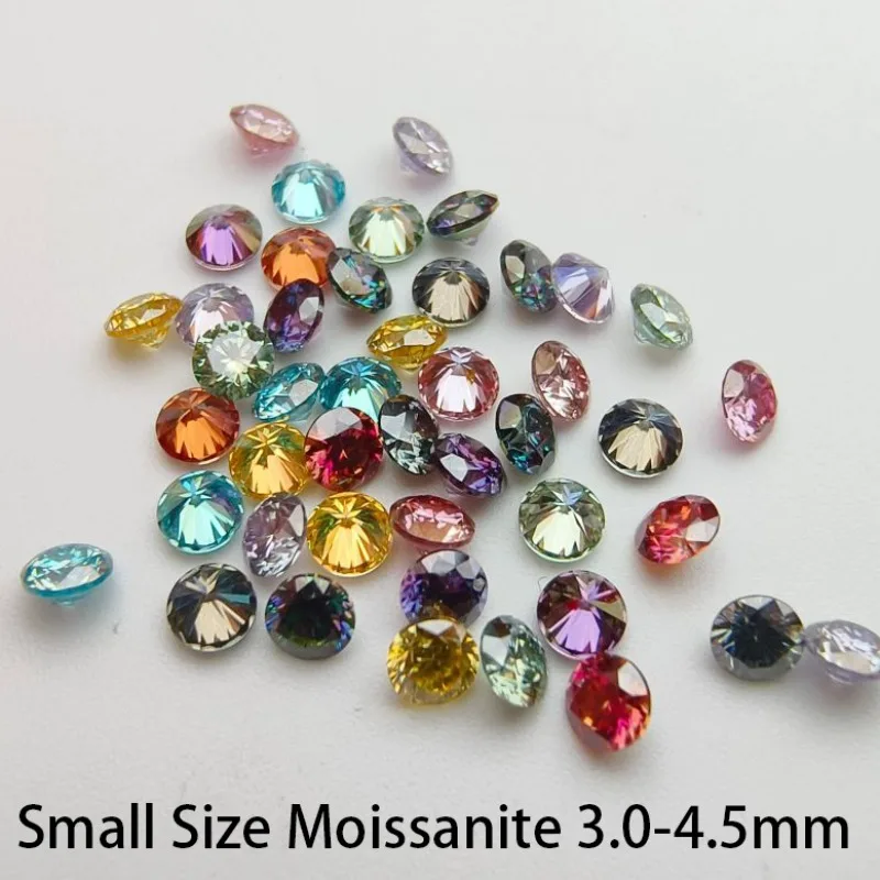 

Moissanite Stone Round Shape 8 Hearts and 8 Arrows Small Size Colored Moissanites Gemstone for DIY Charm Jewelry Inlay Materials