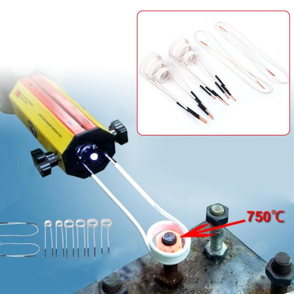 8 szt. Cewek indukcyjnych zestaw biały do nagrzewnica indukcyjna magnetycznej 6 cewek + 2 przewody narzędzie do ogrzewania