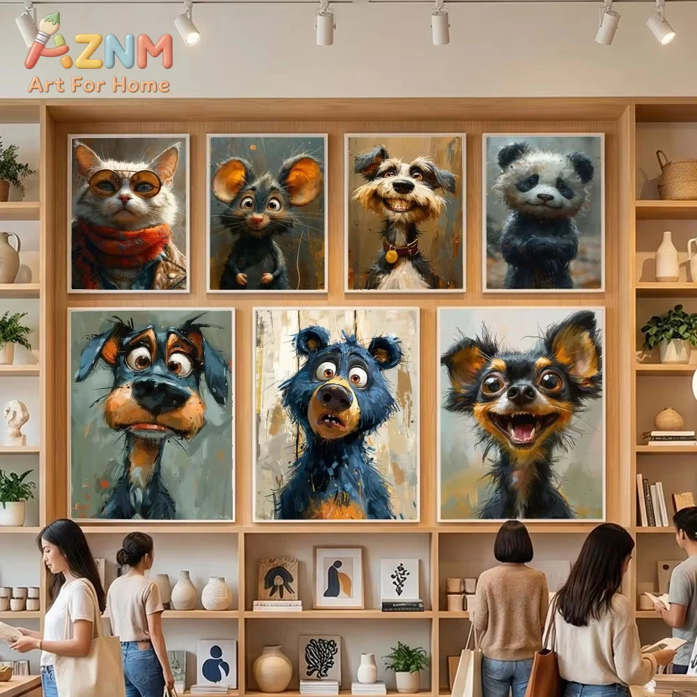 

1 шт. Забавный винтажный постер с животными, картина на холсте, настенный постер, декор для дома и комнаты