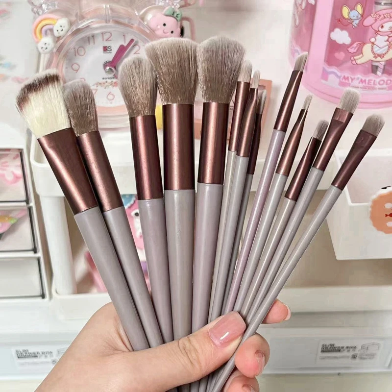 13 メイクブラシセット ルースパウダーブラシ ブラッシュブラシ アイシャドウブラシ 初心者向け 手頃な価格のポータブル ソフトヘア トラベルメイクブラシ