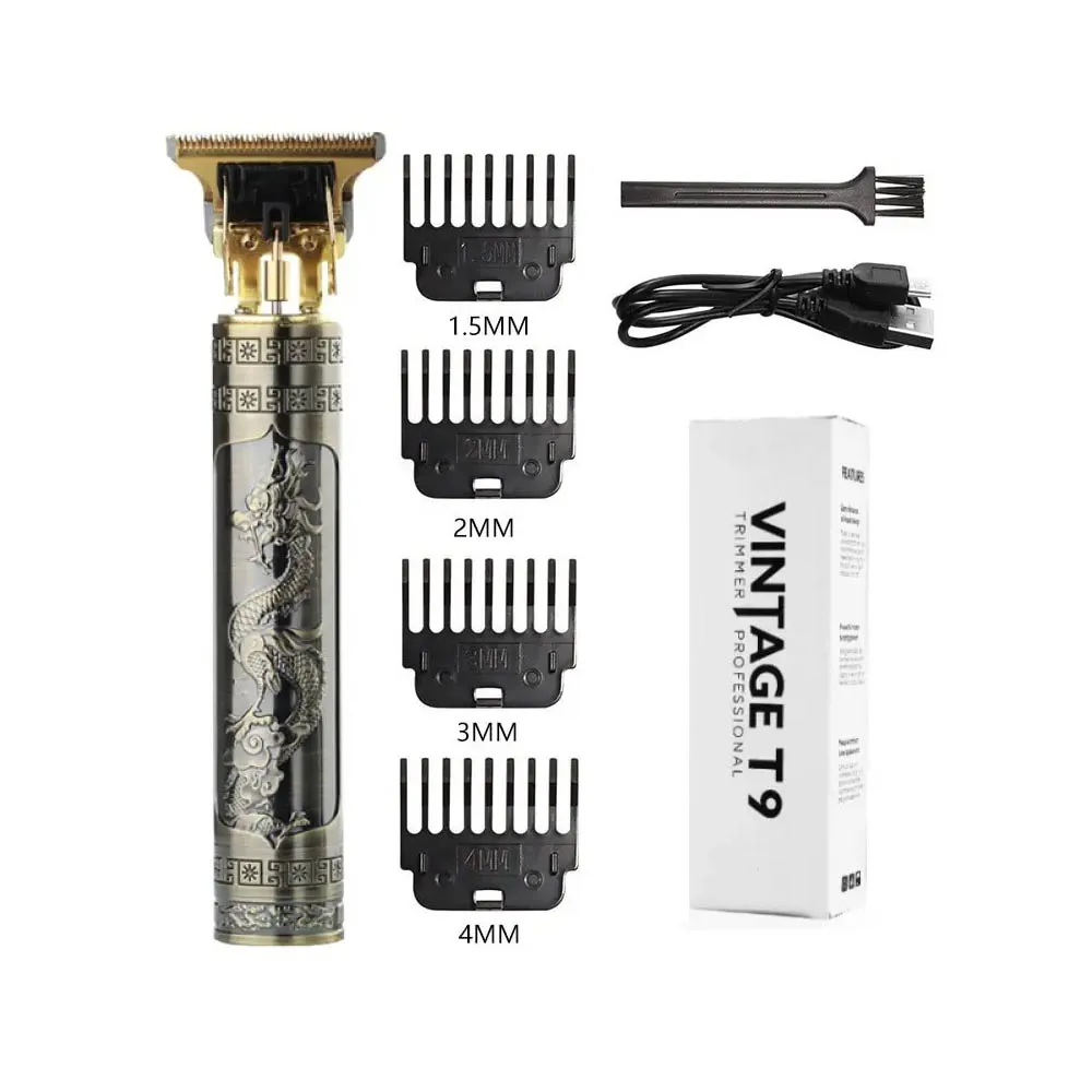 Electric Hair Clipper USB T9 Silver Gold men Rechargeable Hair Clipper barbershop trimmer technique beard clipper