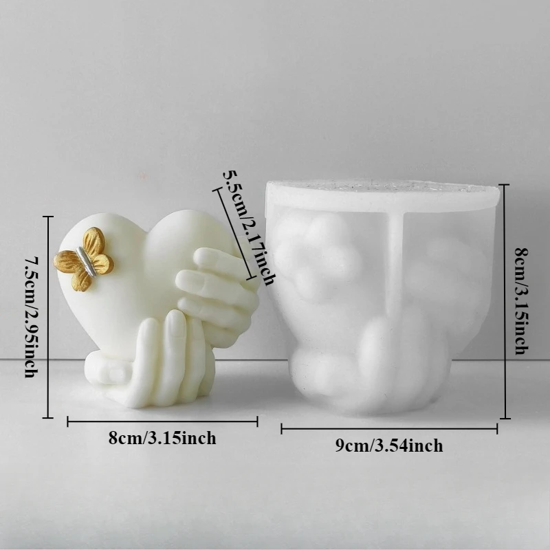 Hand Hold Love Silicone Candle Mold Valentine\'s Day Love Candle Soap Gypsum Crafts Resin Cement Mold Handmade Candle Making Tool