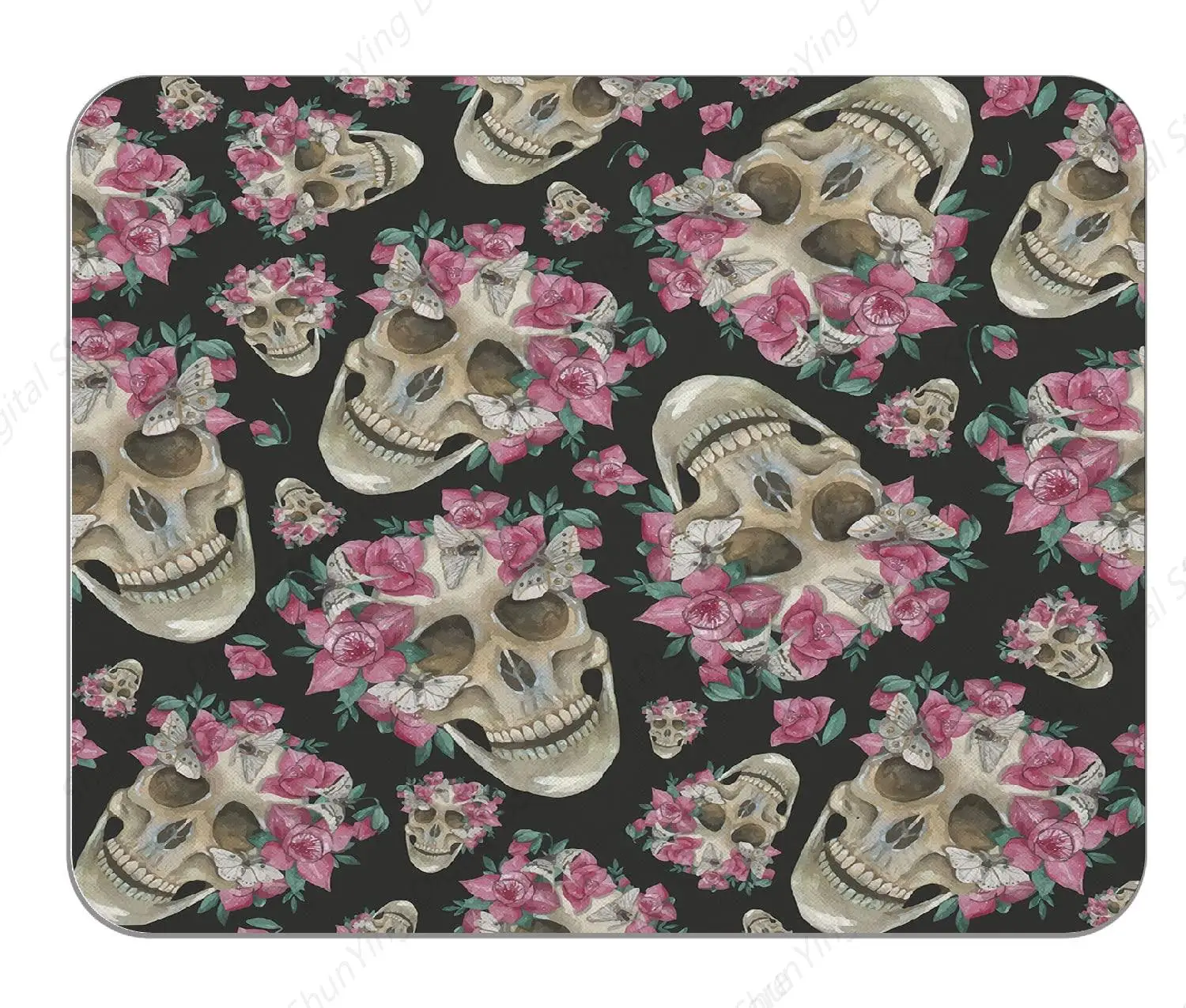 Mouse Pad Gift Gothic Pink Flower Skull Mysterious Anti Slip Rubber Mouse Pad Suitable For Computers Laptops Offices