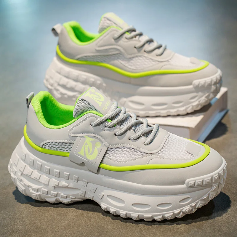 

Мужская нескользящая повседневная спортивная обувь на толстой подошве, новые дышащие уличные кроссовки для четырех сезонов, прогулочные студенческие скоростные кроссовки