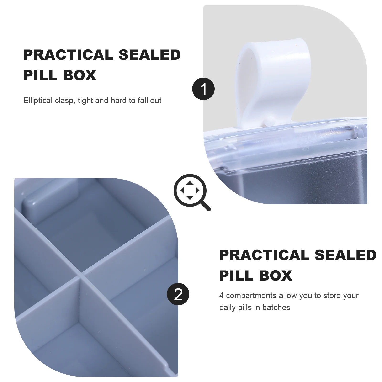 

3Pcs Portable Pill Storage Holder Sealing Silicone Strip Moistureproof Case for Travel Business Trip Daily Organizer