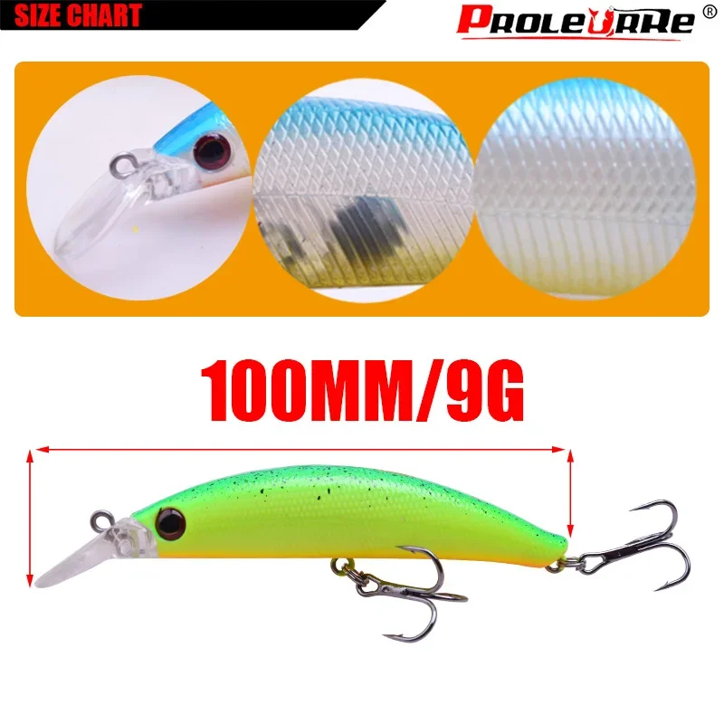 1Pc Minnow Fishing Lure Wobblers Artificial Hard Bait Crankbait 10cm 9g Swimbaits with 6# Treble Hooks Isca Fishing Tackle