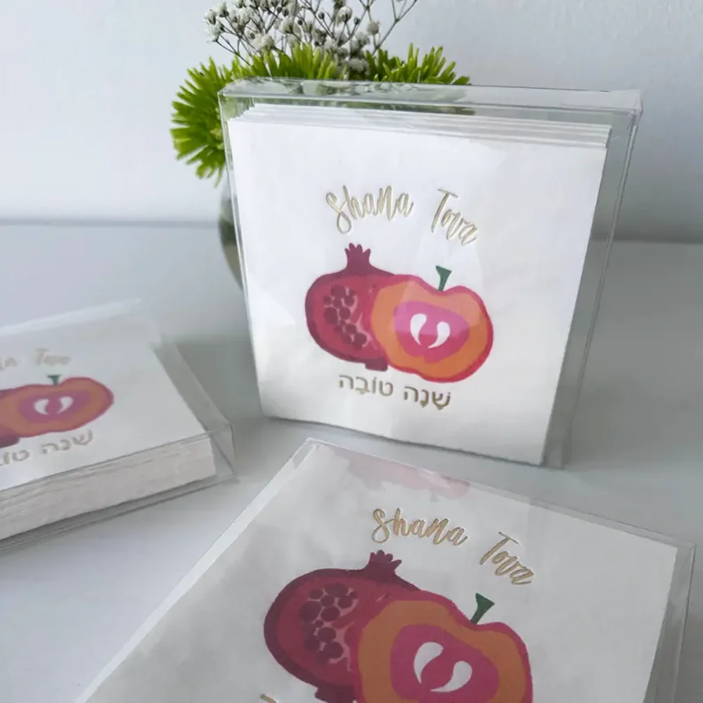 

40Pcs Rosh Hashanah Cocktail Napkins Jewish Pomegranate Napkins Hashanah Beverage Napkin New Year Table Decor Shabbat Shalom