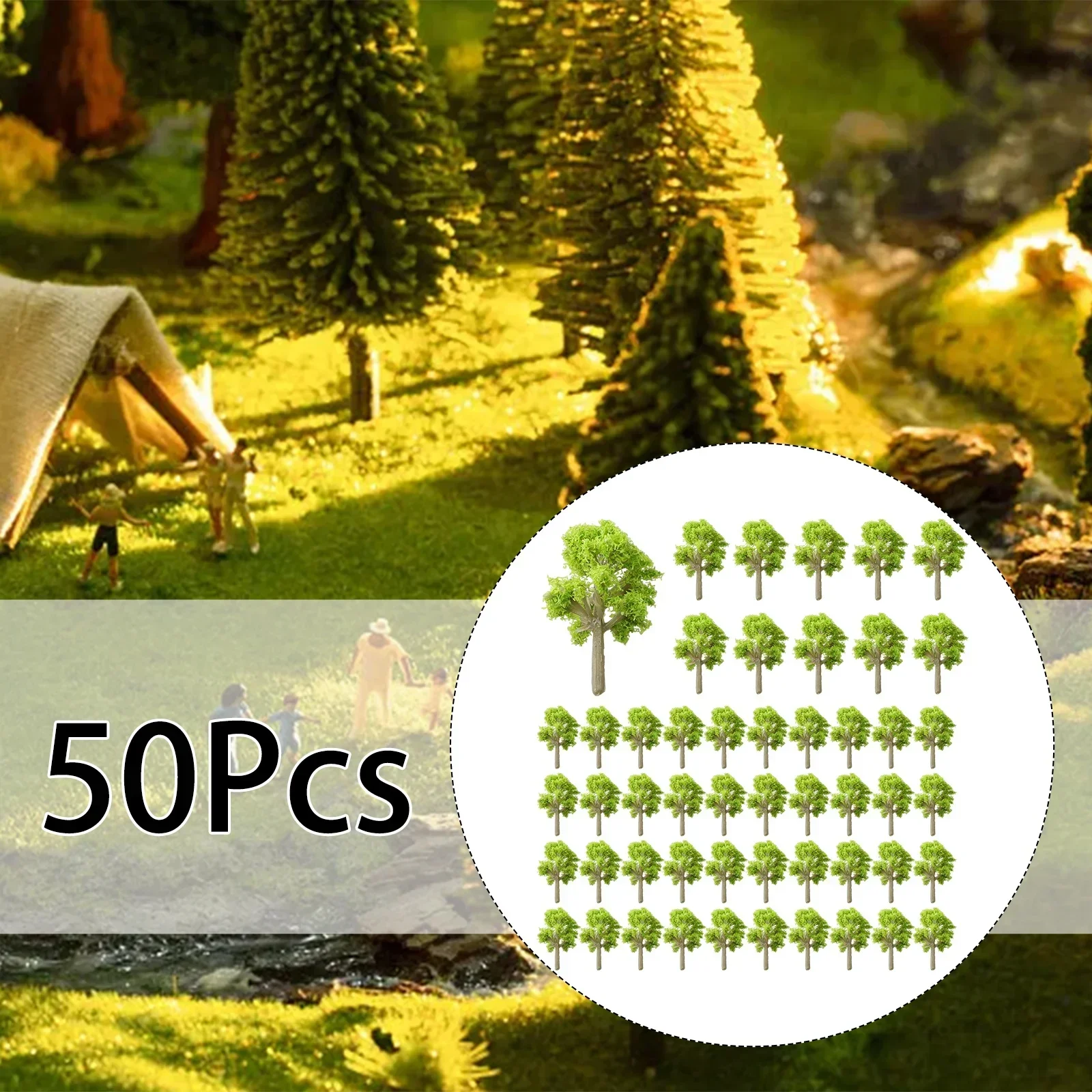 

50pcs Plastic Model Train Height 4cm Artificial Miniature Tree Scenery Railroad Decoration Building Landscape Accessories