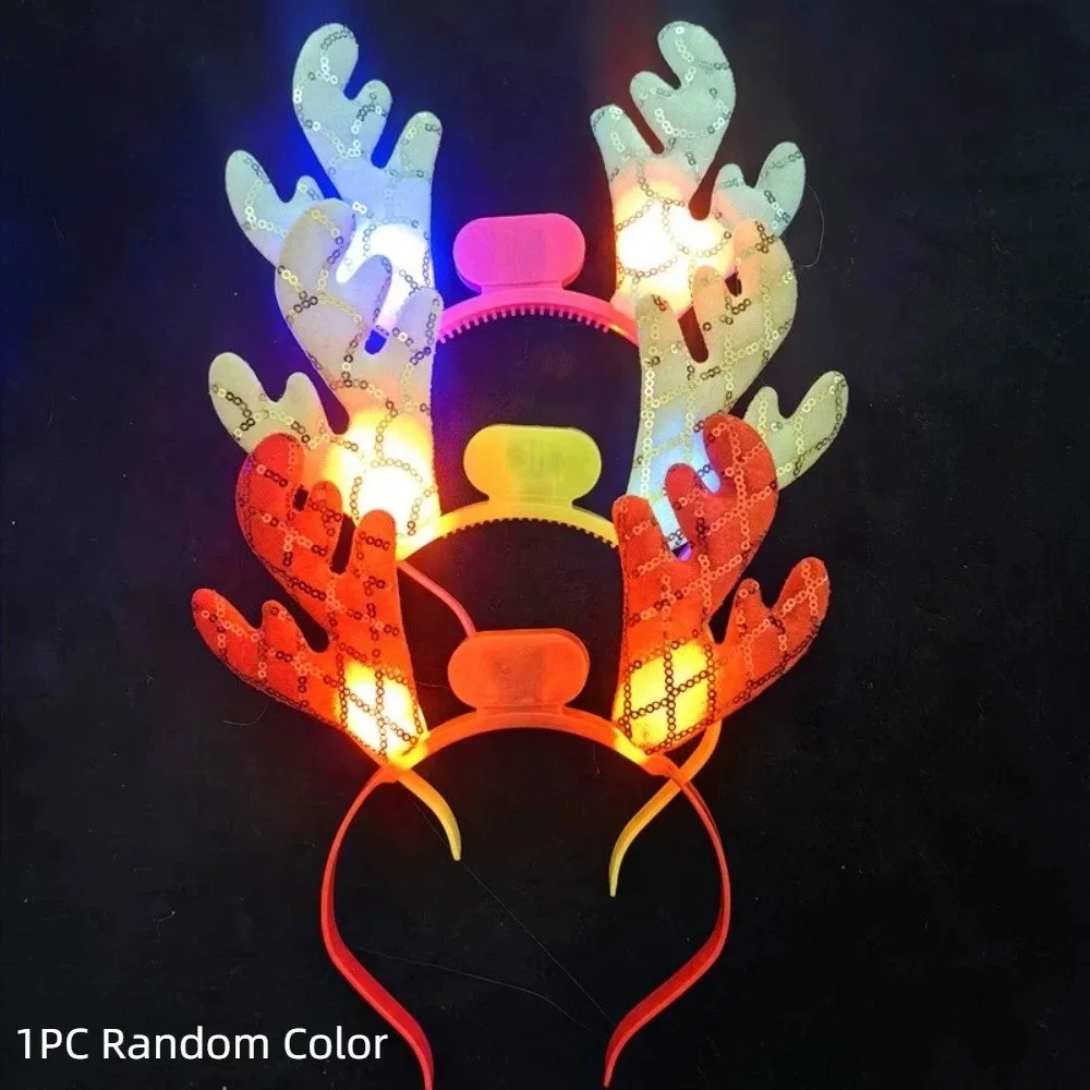 

LED Glow 2026 Happy New Year Headband Photographic Headwear Optic Fiber Light Up LED Glow Hair Bands Colorful Plastic