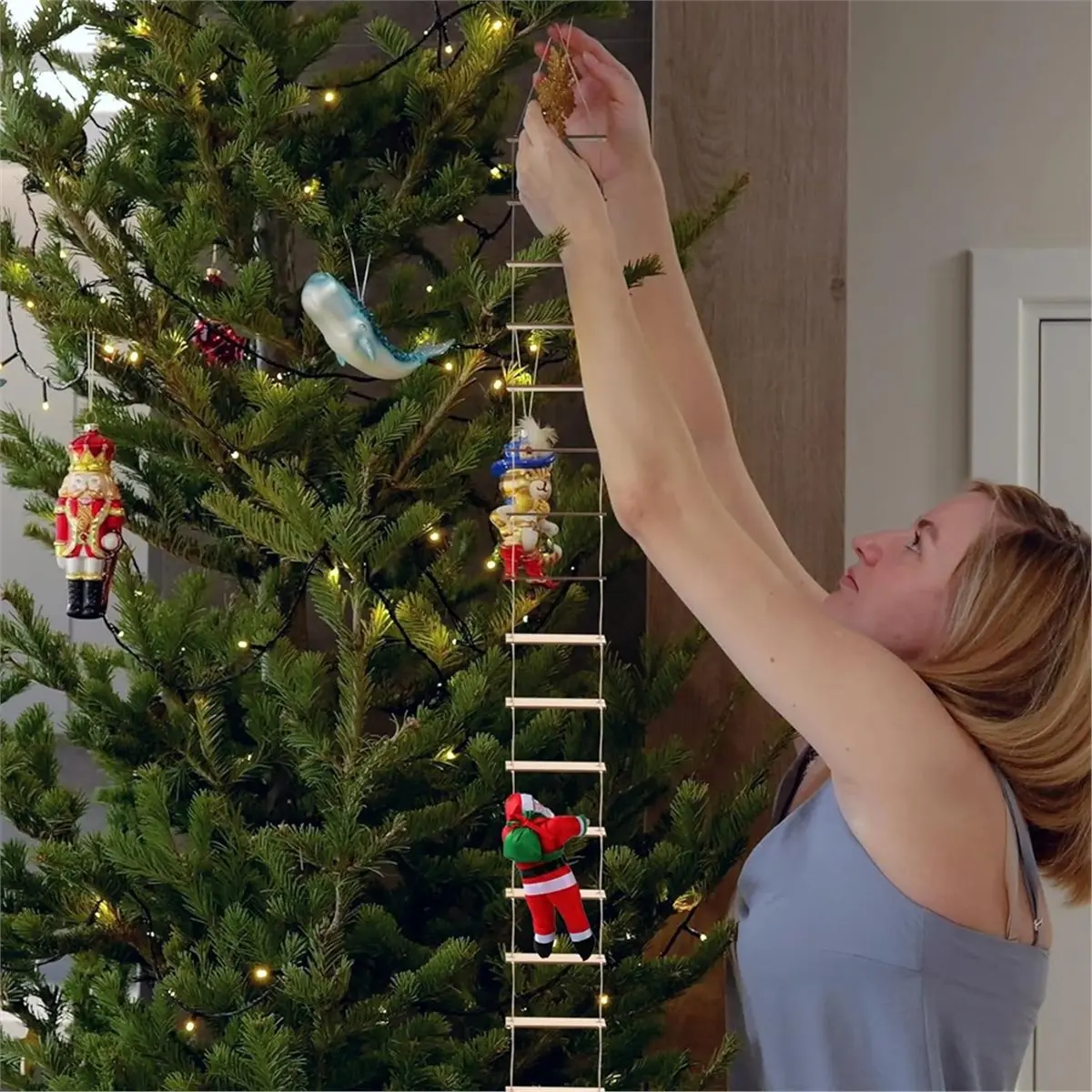 Budget-Friendly-Gnome Accessories Rope Ladder 100 X 8 cm Miniature Christmas Gnome Accessories Wooden Gnome Door Mini Ladder