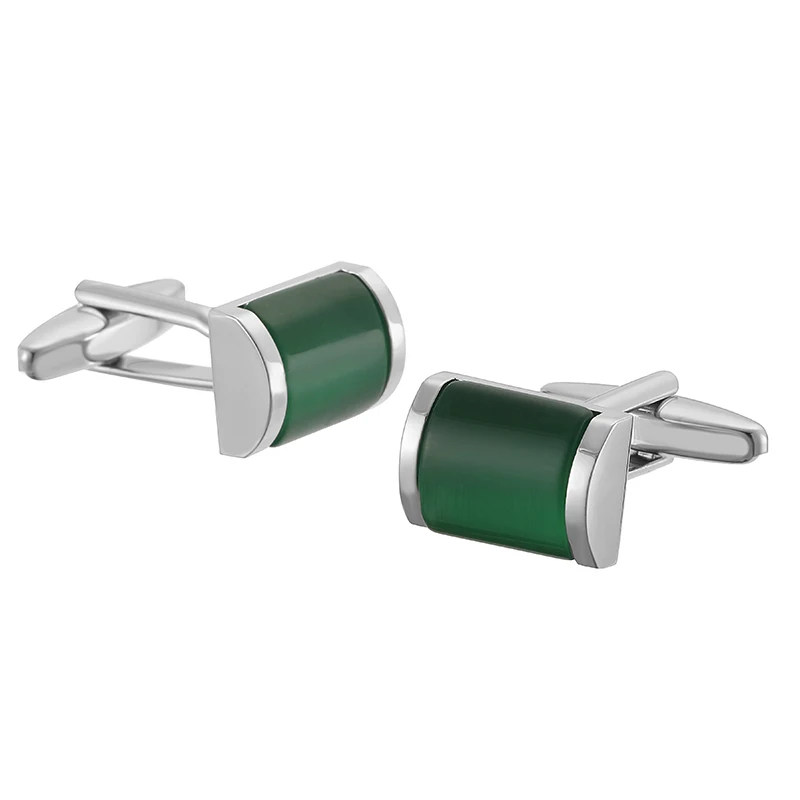 Gemelos de camisa francesa de lujo para hombre, gemelos de piedra de ágata verde de metal de alta calidad, accesorios de traje de negocios, regalo de joyería