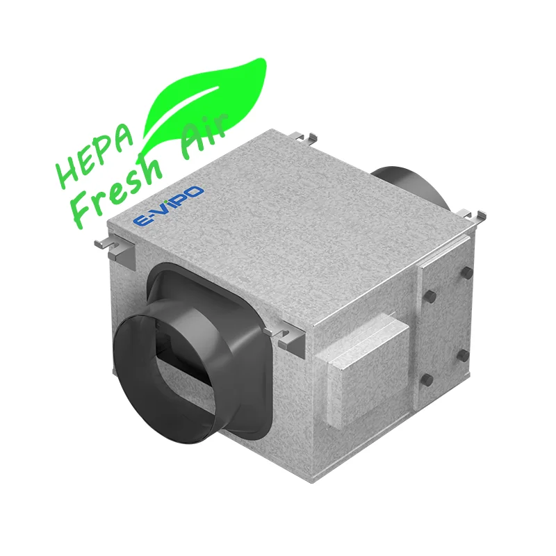 E-VIPO 150~3500m3 Hvac Systems Parts Undirectional PIV Ceiling Fresh Air Purifier Ventilation System With Filter Silent Duct Fan