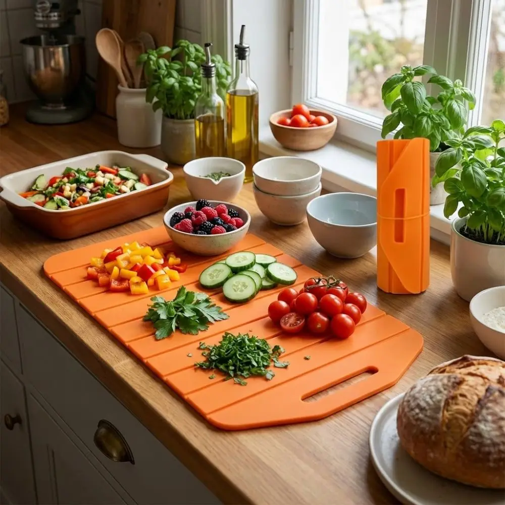 Antihaft-Klappschneidebrett Flexibles Rutschfestes Küchen-Schneidebrett Tragbare Griffige Silikon-Schneidematte