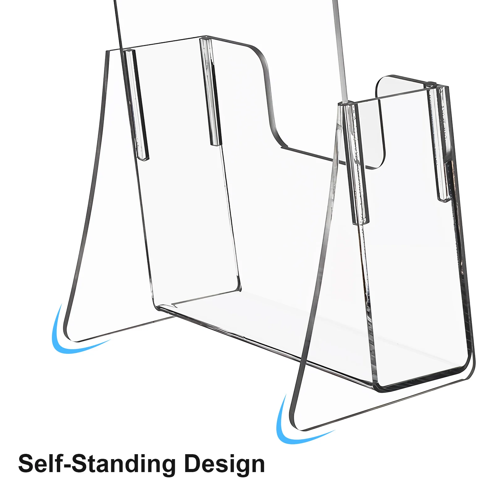 2 Pcs Acrylic Display Stand Shelf Book Storage Rack Brochure Holder Office Magazine