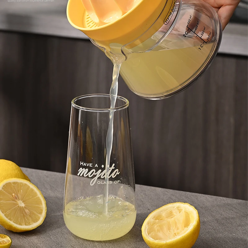 عصارة يدوية لعصارة الجريب فروت الليمون اليدوية بالبرتقال مع صندوق تخزين 500 مل أداة صنع عصير الفاكهة البلاستيكية للطعام #5