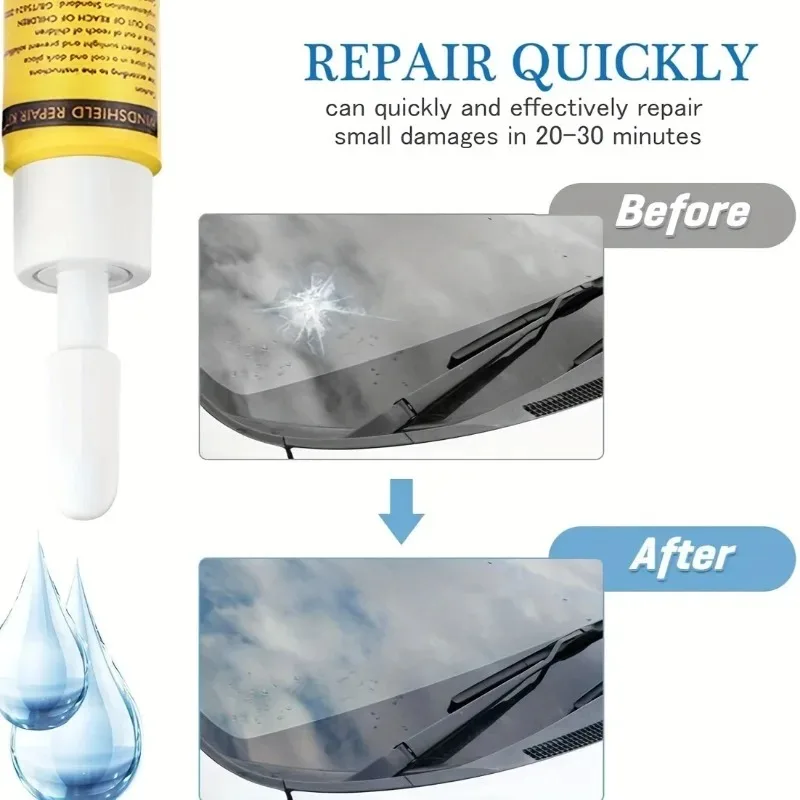 YUANJ Windshield Glass Repair Solution Practical Long Crack Repair Liquid Set Automotive Glass Repair Tools Crack Repair Fluid