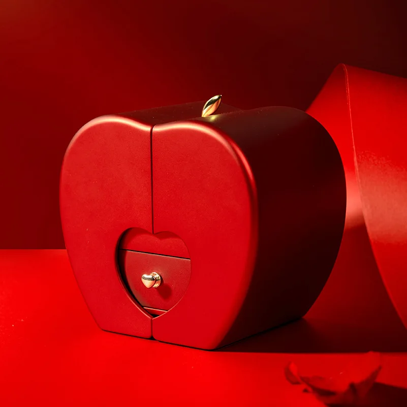 Women's Luxury Red Zircon Pendant Necklace with Apple Gift Box