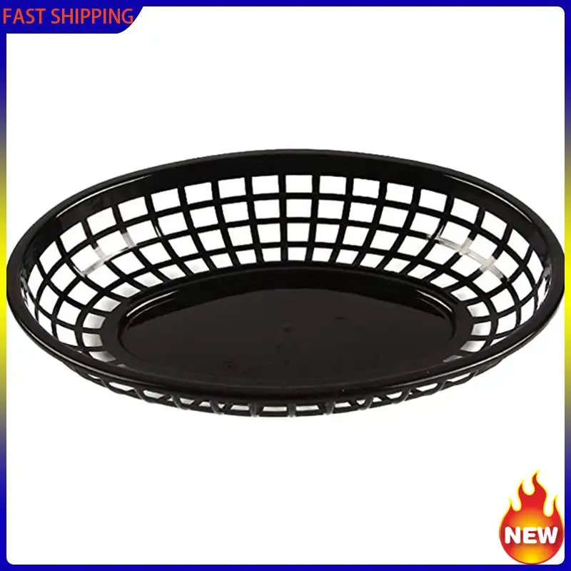 Hot Trend-72 Pcs Plastic Fast Food Baskets Oval Serving Platter Breakfast Dinner Plates French Fries Cake Bread Tray Restaurant