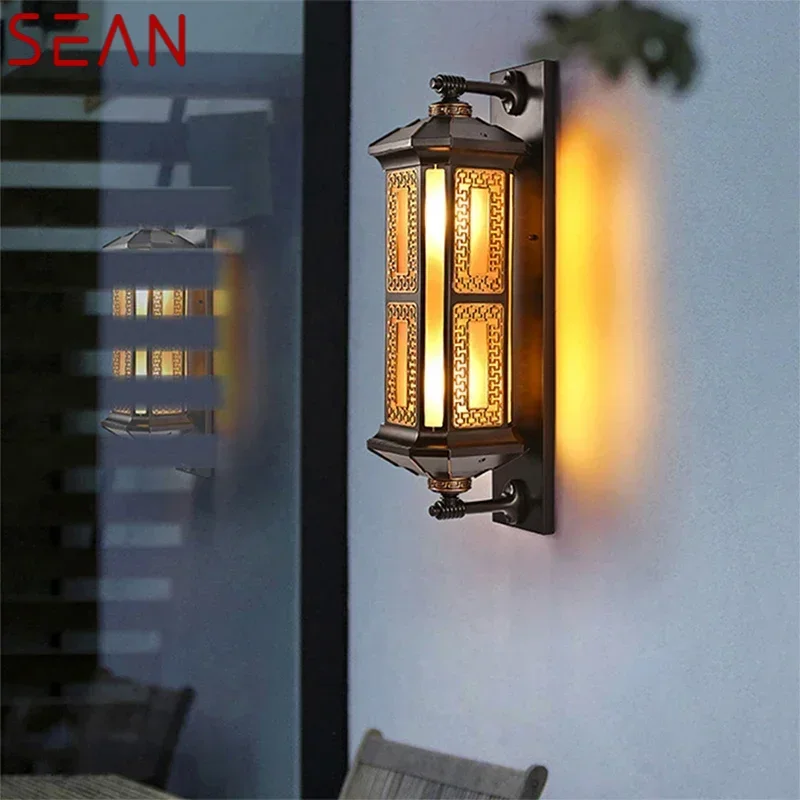 SEAN lampu dinding luar ruangan, lampu dinding LED kontemporer sederhana tahan air untuk balkon lorong halaman vila Gerbang Hotel