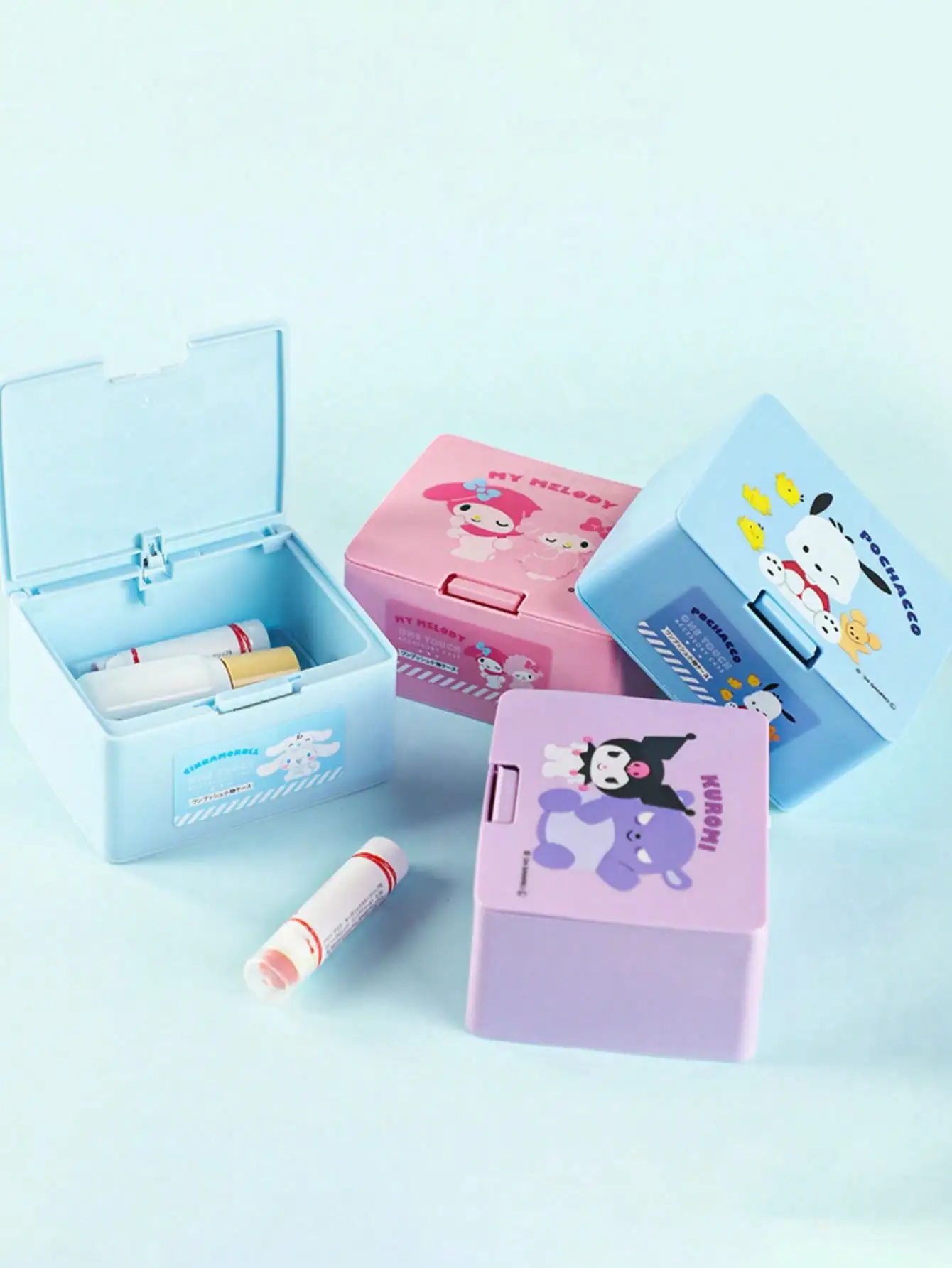 1 Stück Hellokitys Kuromi Kunststoff-Aufbewahrungsbox mit Drucköffnungsdeckel - Moderne Aufbewahrung für Zahnseide, Kosmetikpads und Kleinteile – Detail 6