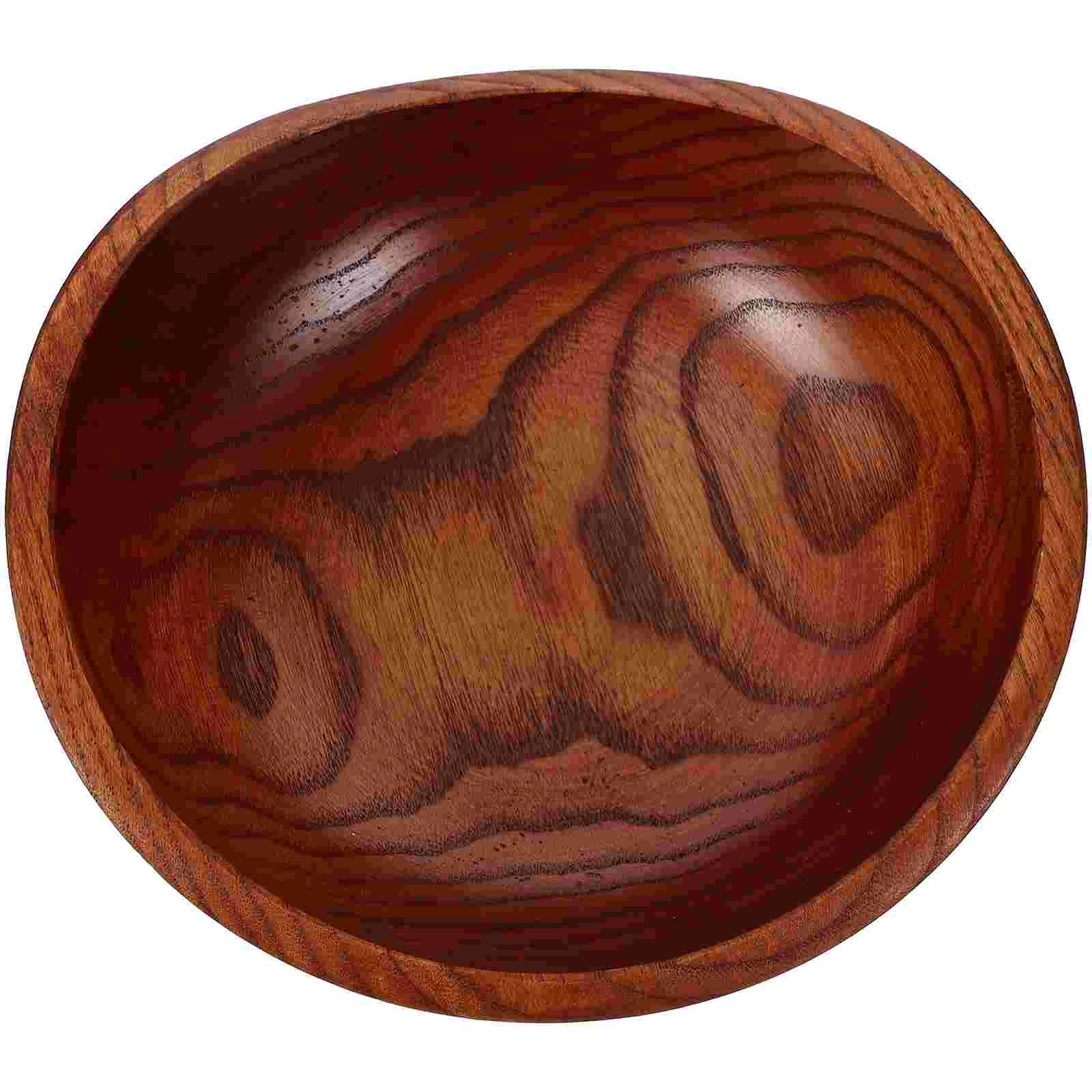 

Solid Wood Fruit Salad Bowl Large Wooden Kitchen Counter Home Use Smooth Edge Anti Scald Design Practical Family