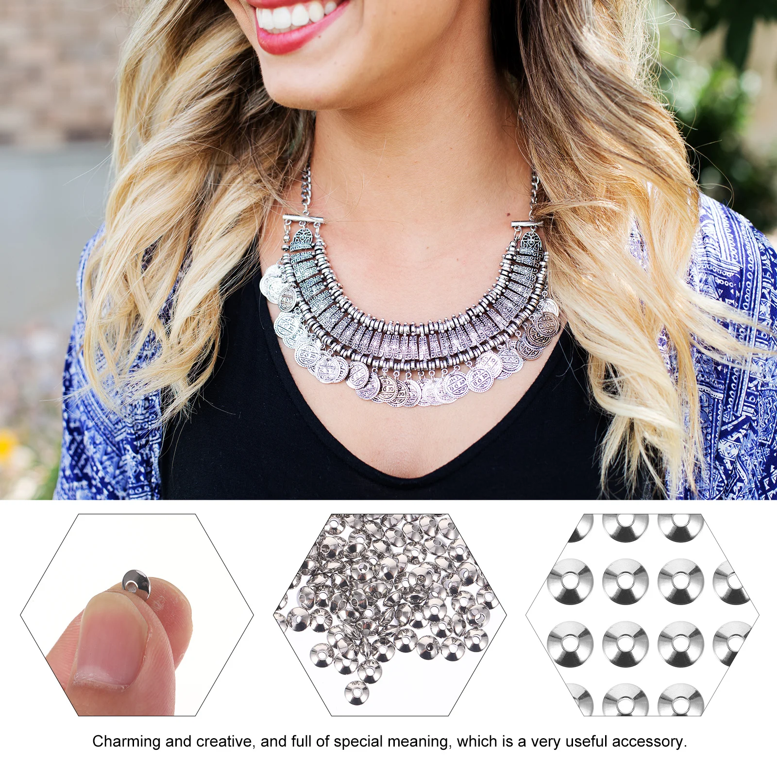 

1Set Stainless Steel Bead Spacers Loose Beads for DIY Jewelry Making Necklace Bracelet Earrings Creative Craft Supply