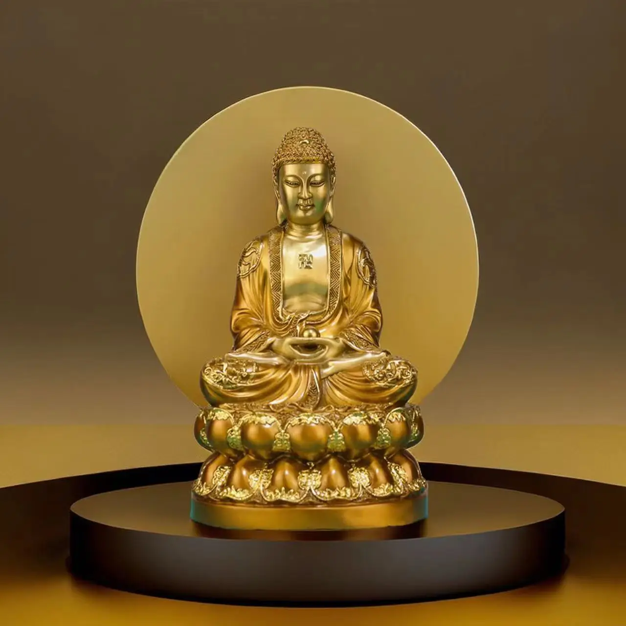 

Медная статуя Будды ручной работы Шакьямуни Амитабха, медицинский набор трио Будды, премиальный декор для дзен-алтаря для дома (24 см, высота)