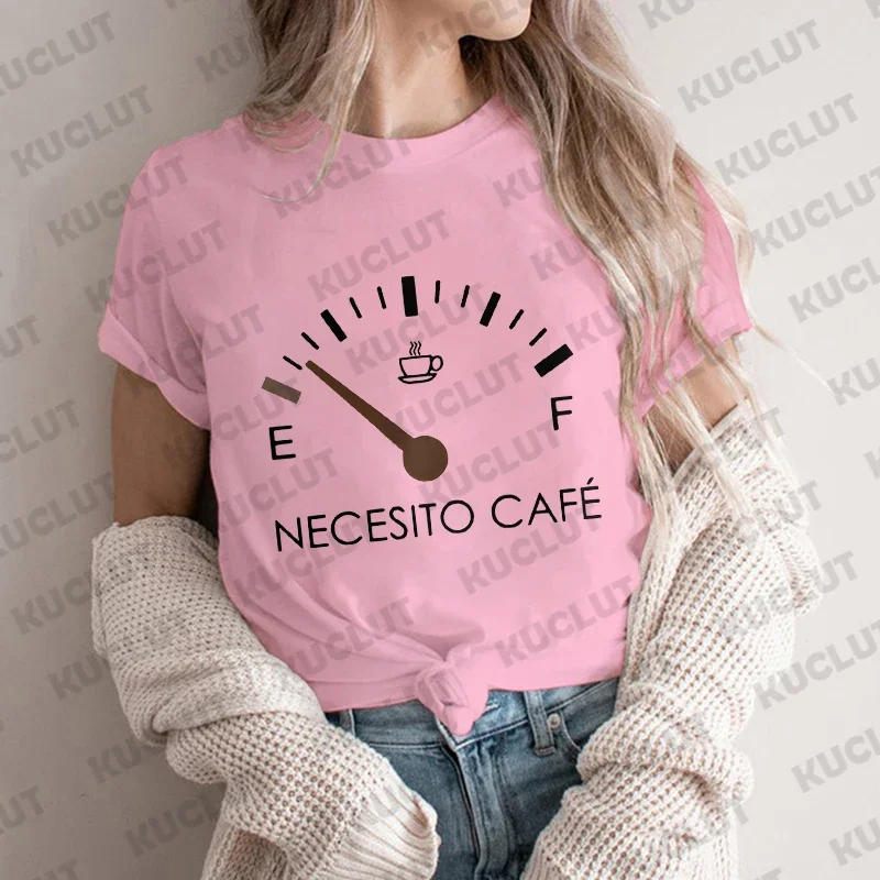 สเปน I Need Coffee ผู้หญิงเสื้อยืดแขนสั้น O-คอ Creative T เสื้อแฟชั่น Breathable TOP ตลก Casual กีฬา TEE T เสื้อ