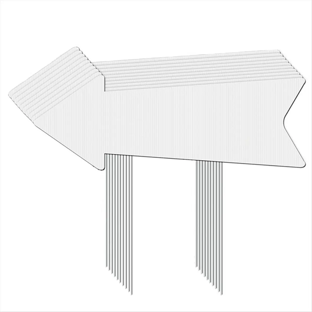 ABUA Directional Arrows Signs with Stakes, 4 Pack Blank Yard Signs Plastic Parking Signs with Arrows Outdoor Lawn Guidepost
