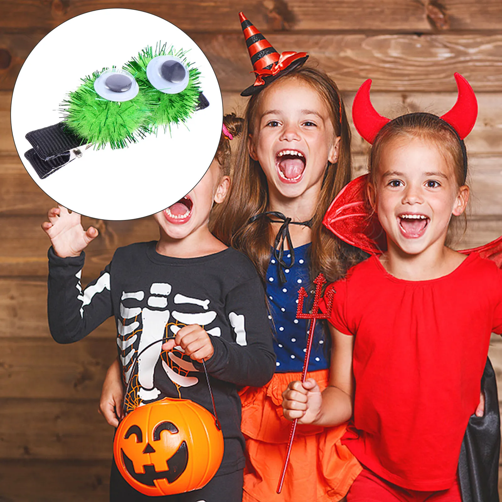 

4pcs Eyeball Hair Clips Halloween Hairpin Scary Barrettes For Party Cosplay Decoration Lightweight Green Large Snap Bead