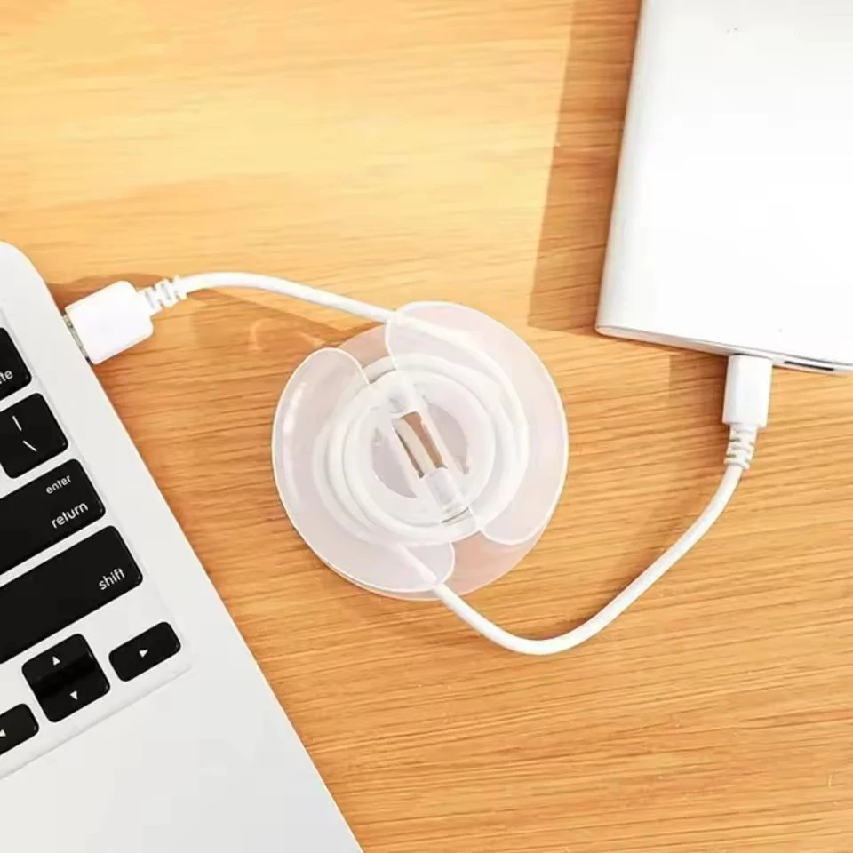 

4/2pcs Wear-resistant Cord Organizer Self Adhesive Hook Round Storage Case Transparent Wire Management Wire Fixing Clip Desk