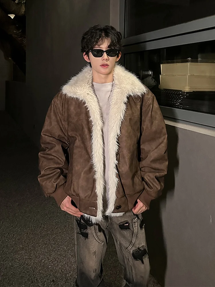 

Зимнее пальто Thiened в американском стиле ретро, мужское хлопковое пальто Jaet Mountain Eagle с меховым воротником, теплая верхняя одежда, повседневная одежда Long Sve