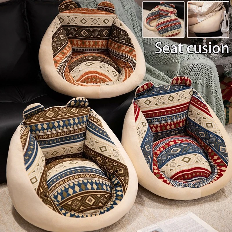 

Bohemia Style Seat Cushion with Integrated Backrest Support PP Cotton Soft Bedside Reading Cushion Use of Home Car Seats 등받이 쿠션