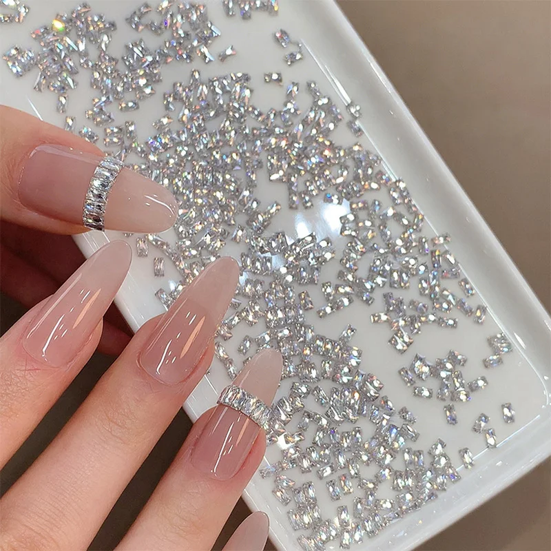 50Pcs/Bag Sparkling Flat Bottom Nail Rhinestones Charms 3D Glitter Nail Art Decorations DIY Manicure Accessories For Salon Home