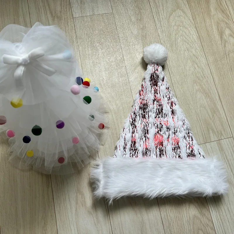 Plush Hat for Adult, Bronzing Striped, Fur-Brimmed, Party Atmosphere, Xmas Costume, Pompom Santa, 30x45cm