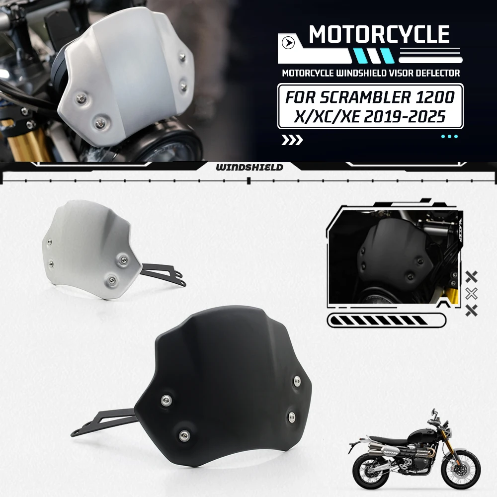 For Scrambler 1200 X/XE/XC 2019-2025 1200XC 1200XE Motorcycle Aluminium Headlight Fairing Wind Deflectors Windshield Viser Visor